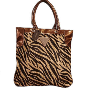 Guess Zebra Print Tote Bag - Black and Brown